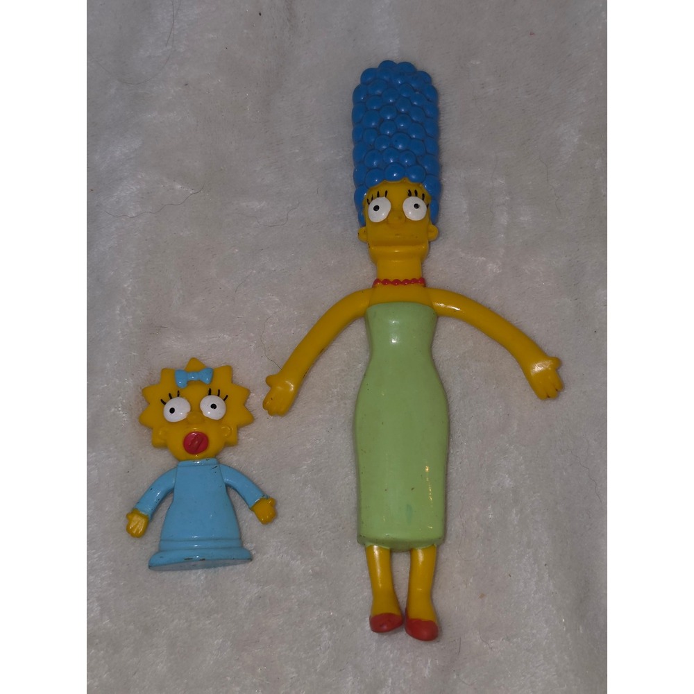 Vintage 2002 The Simpsons Marge and Maggie Bendable Figures NJ Croce Co 20th Fox